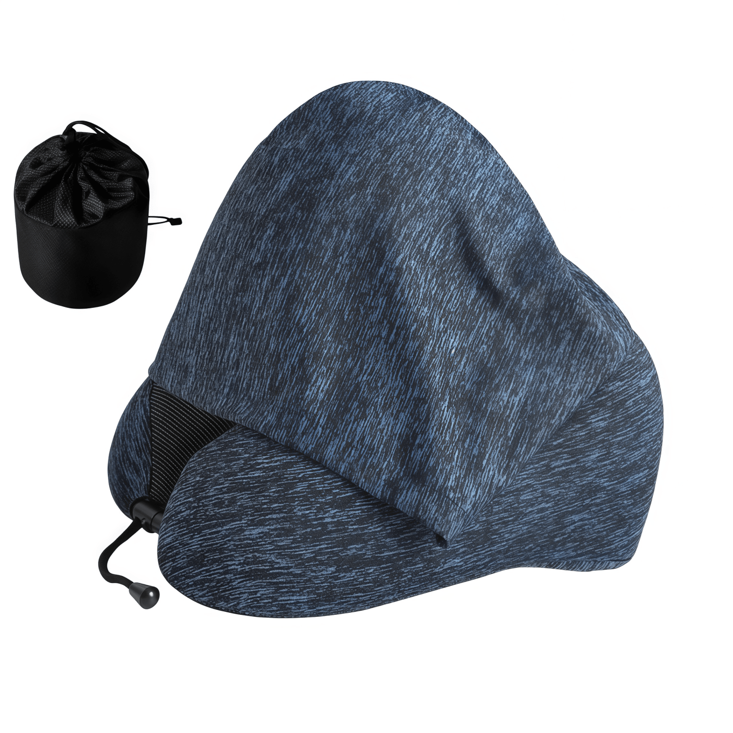 Ergonomic Memory Foam Travel Neck Pillow with Integrated Light-Blocking Hood & Compact Pouch