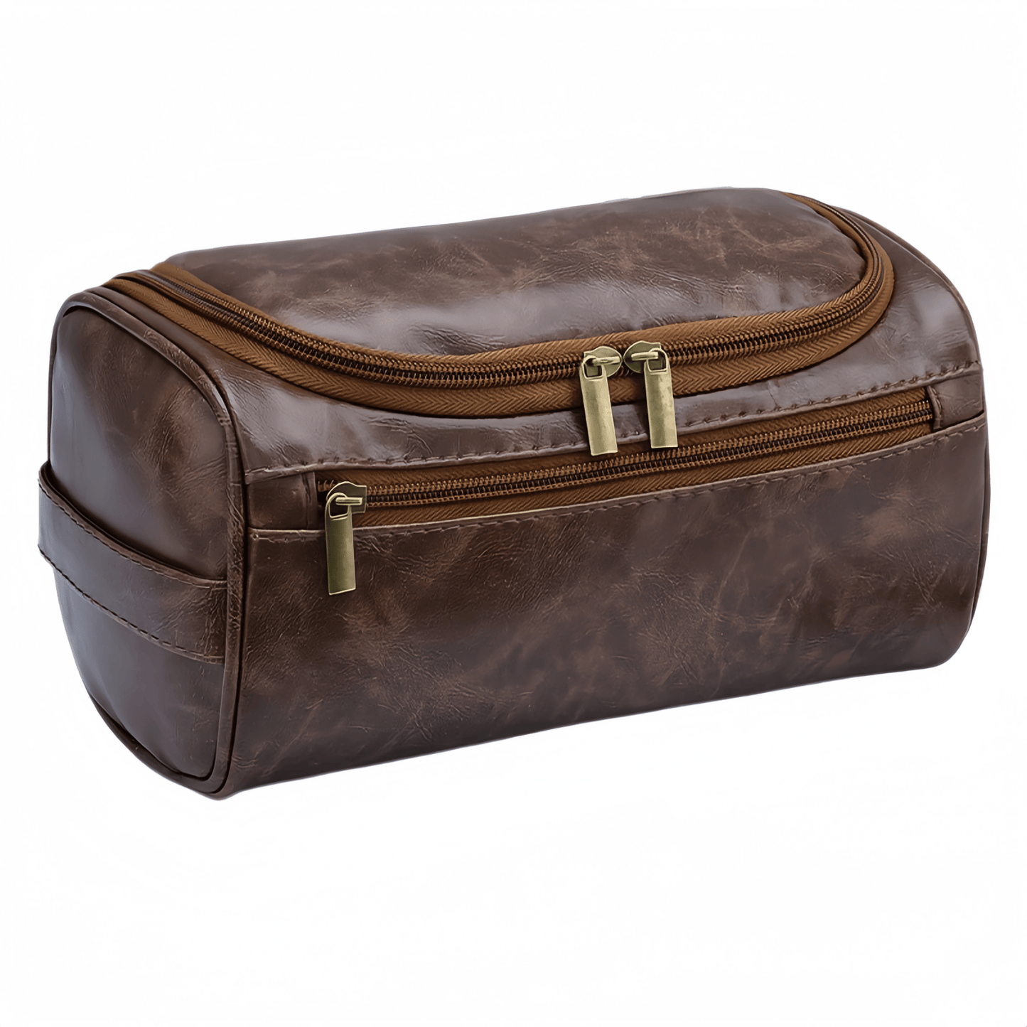 Large Capacity Hanging Toiletry Bag - Water-Resistant PU Leather Travel Organizer, 9.8" x 5.5" x 5.1"