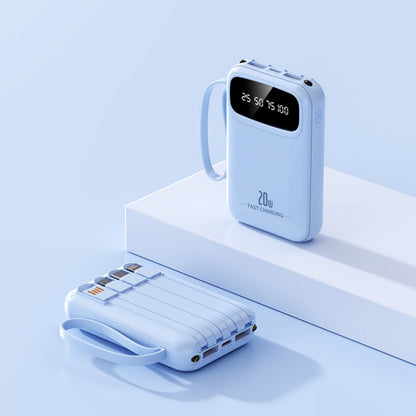 20W PD Fast Charging Portable Power Bank with Built-in Cables, LED Display & Flashlight