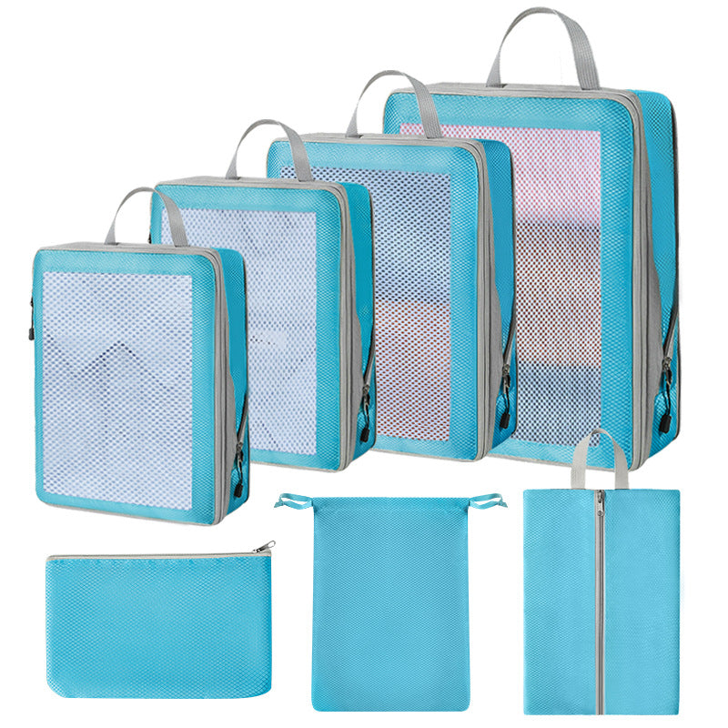Compression Packing Cubes Set for Travel Luggage - Water-Repellent Organizers with Shoe Bags & Pouches