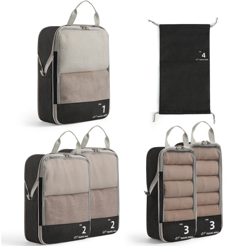6-Piece Compression Packing Cubes Set for Travel, Lightweight Luggage Organizer Bags