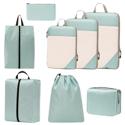 Compression Travel Packing Cubes & Organizer Set - Water-Resistant Ripstop Nylon