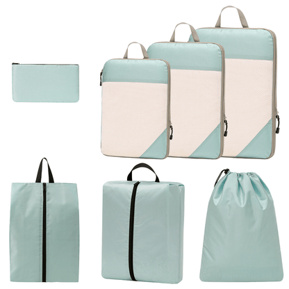Compression Travel Packing Cubes & Organizer Set - Water-Resistant Ripstop Nylon