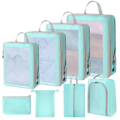 Compression Packing Cubes Set for Travel Luggage - Water-Repellent Organizers with Shoe Bags & Pouches