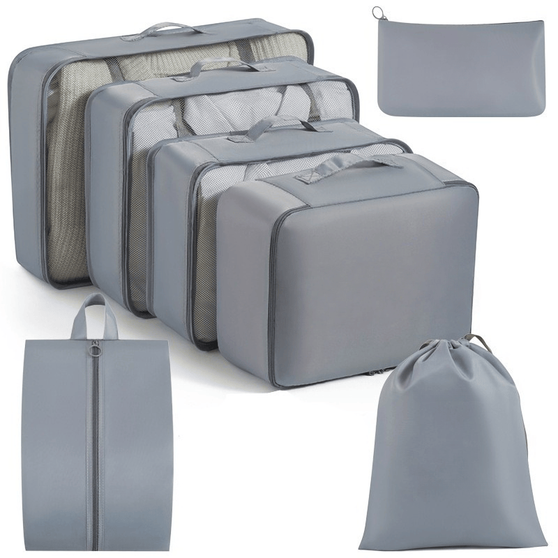 Water-Resistant Travel Packing Cubes Set - Luggage Organizers with Hanging Toiletry Bag & Shoe Pouches