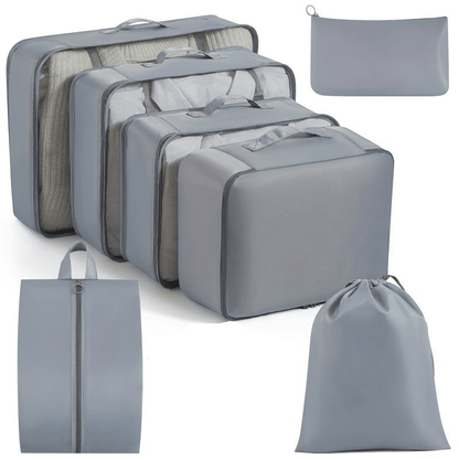 Water-Resistant Travel Packing Cubes Set - Luggage Organizers with Hanging Toiletry Bag & Shoe Pouches