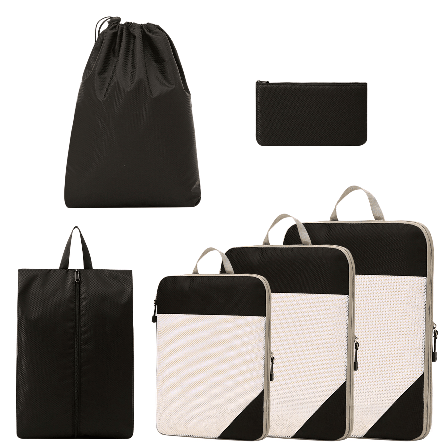 Compression Travel Packing Cubes & Organizer Set - Water-Resistant Ripstop Nylon