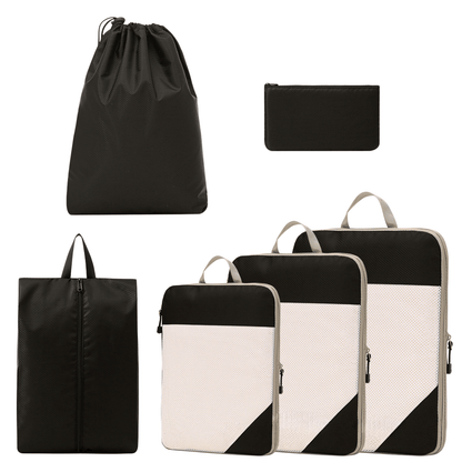 Compression Travel Packing Cubes & Organizer Set - Water-Resistant Ripstop Nylon