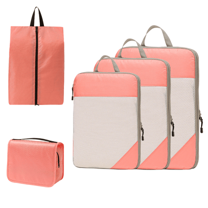 Compression Travel Packing Cubes & Organizer Set - Water-Resistant Ripstop Nylon