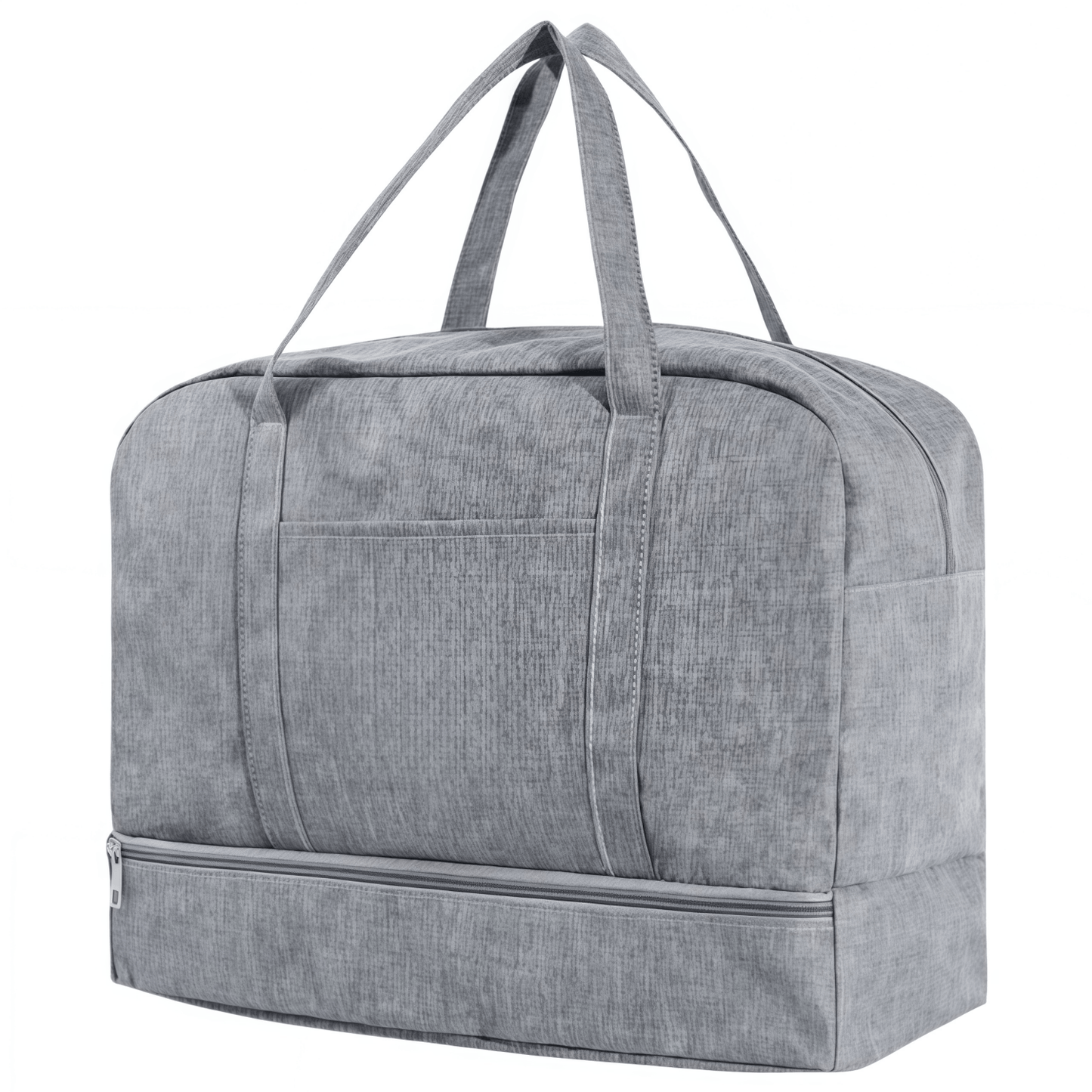 Water-Resistant Travel Duffel Bag with Wet/Dry Pocket & Shoe Compartment - Gray