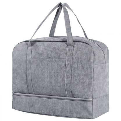 Water-Resistant Travel Duffel Bag with Wet/Dry Pocket & Shoe Compartment - Gray
