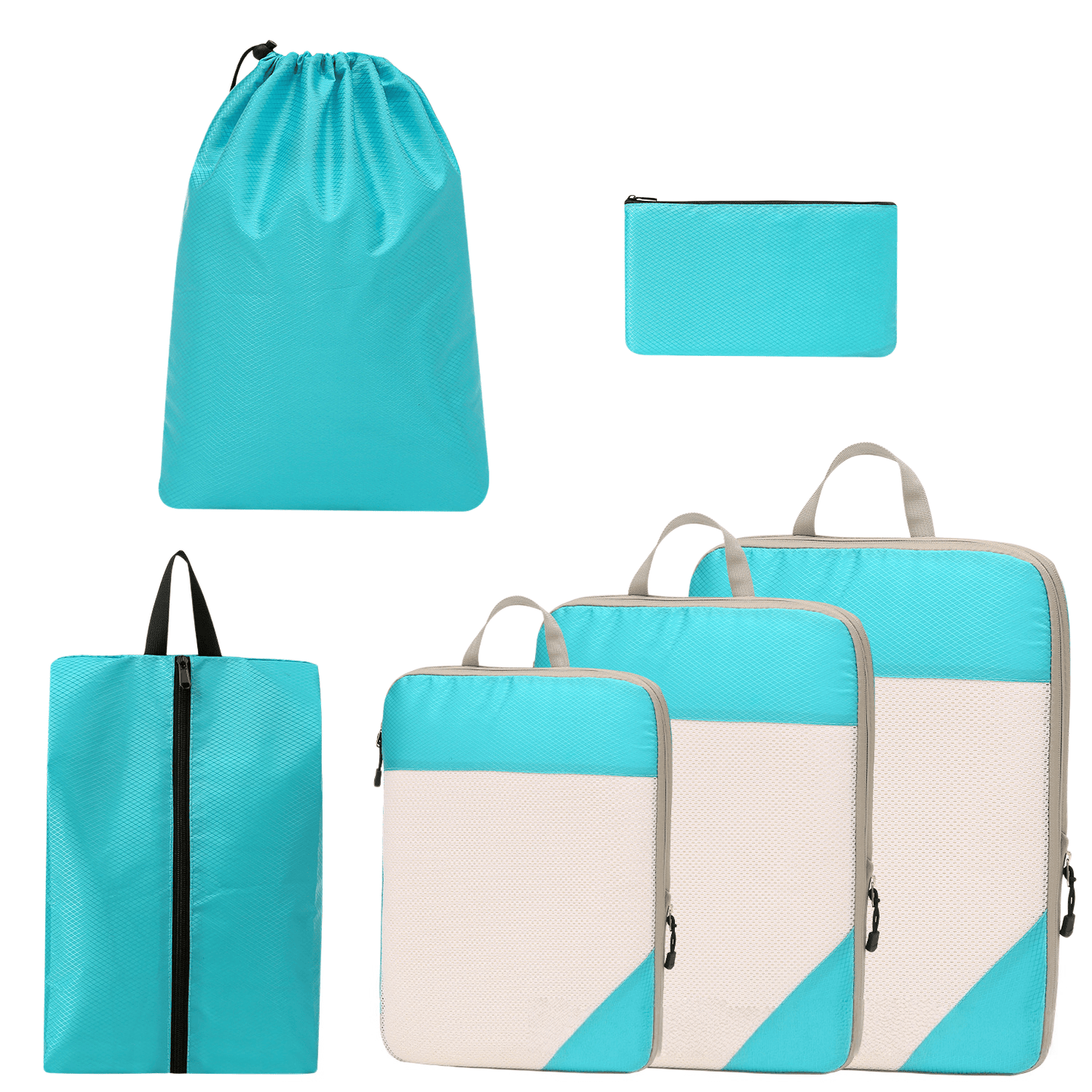 Compression Travel Packing Cubes & Organizer Set - Water-Resistant Ripstop Nylon