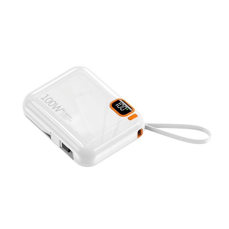 10000mAh Mini Power Bank with Built-in Cables, 66W Fast Charging Portable Battery Pack