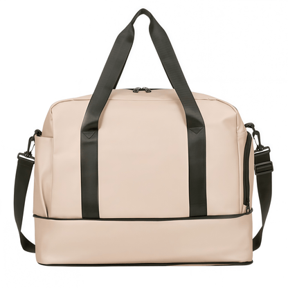 Expandable Travel Duffel Bag with Shoe Compartment and Wet Pocket - Water-Resistant Weekender Gym Bag