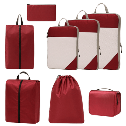 Compression Travel Packing Cubes & Organizer Set - Water-Resistant Ripstop Nylon