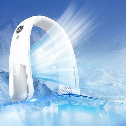 Portable Bladeless Neck Fan with Cooling Plate – 4000mAh Rechargeable Personal Neck Air Conditioner with LED Display & 100-Speed Airflow
