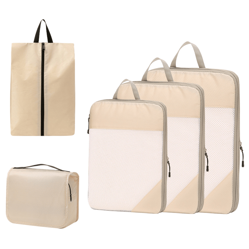Compression Travel Packing Cubes & Organizer Set - Water-Resistant Ripstop Nylon