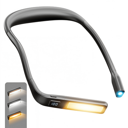 Rechargeable LED Neck Reading Light with Power Display – Hands-Free Neck Light for Crafting, Camping & Night Reading