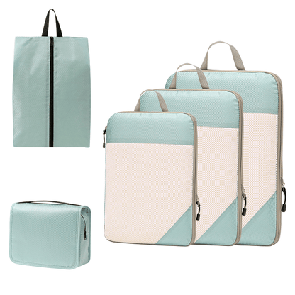 Compression Travel Packing Cubes & Organizer Set - Water-Resistant Ripstop Nylon