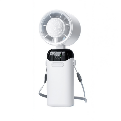 Portable Handheld Turbo Fan with Semiconductor Cooling Plate, 199 Stepless Speeds, 3000mAh Rechargeable Foldable Personal Desk Fan with LED Display