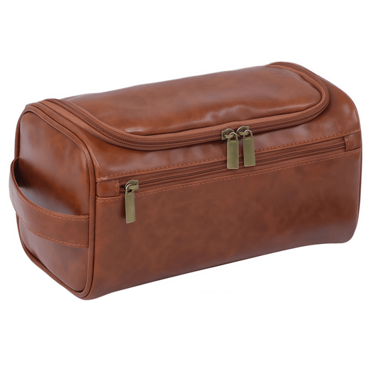 Large Capacity Hanging Toiletry Bag - Water-Resistant PU Leather Travel Organizer