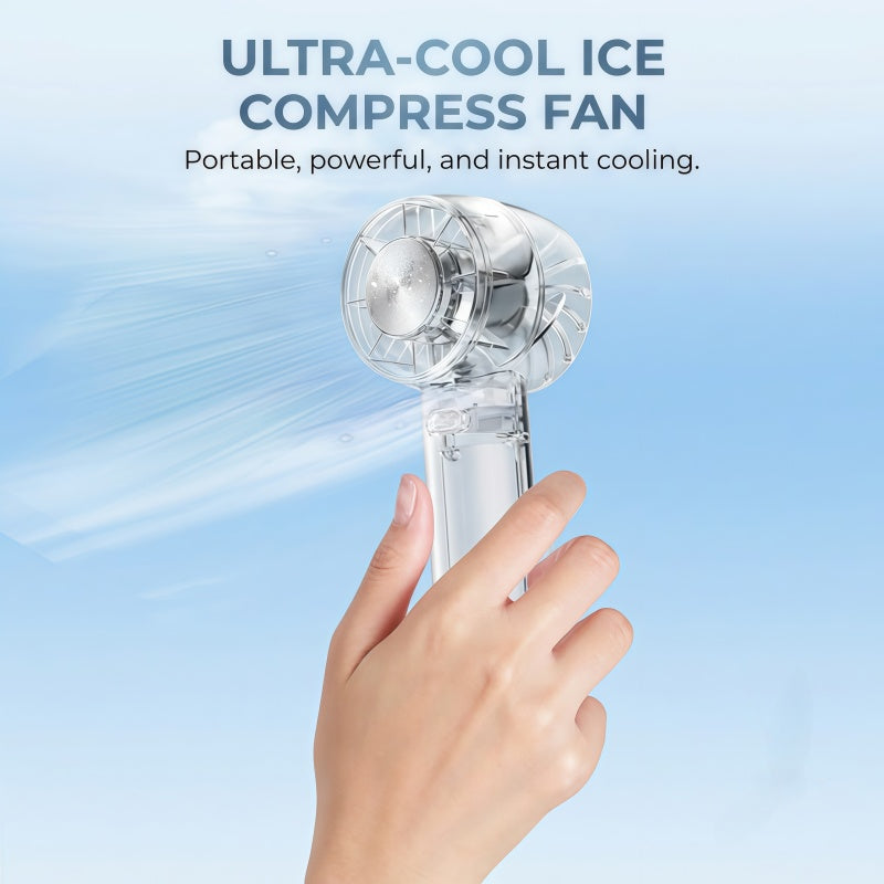 3-in-1 Portable Cyberpunk Mini Handheld Fan – Ultra-Quiet USB-C Rechargeable Personal Desk & Clip-On Fan with Cold Compress Feature