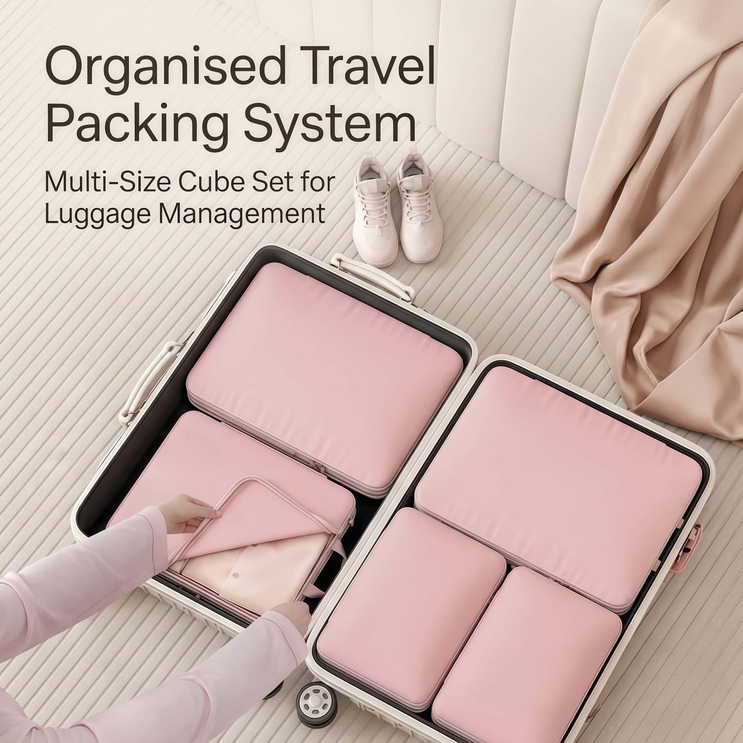 Premium Expandable Compression Packing Cubes Set, Dual-Compartment Travel Luggage Organizers