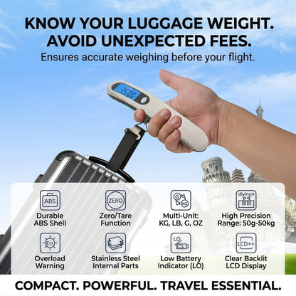Portable Digital Luggage Scale - 110lbs/50kg Hanging Travel Weight Scale with Backlit LCD & Tare Function