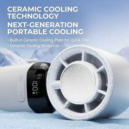 Portable Handheld Turbo Fan with Semiconductor Cooling Plate, 199 Stepless Speeds, 3000mAh Rechargeable Foldable Personal Desk Fan with LED Display