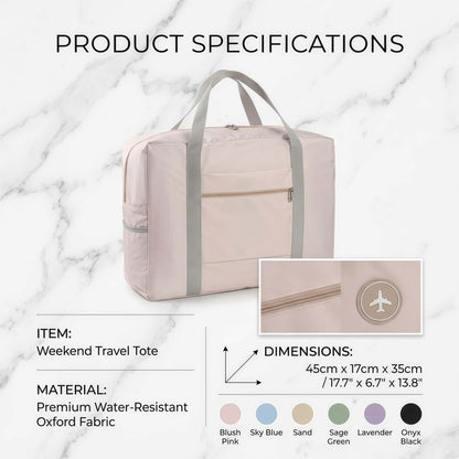 Water-Resistant Foldable Travel Duffel Bag - Carry-On Weekender Tote with Luggage Sleeve