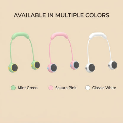 Portable Neck Fan, 360° Flexible Hands-Free Wearable Personal Fan with 3 Speeds & Dual Turbines
