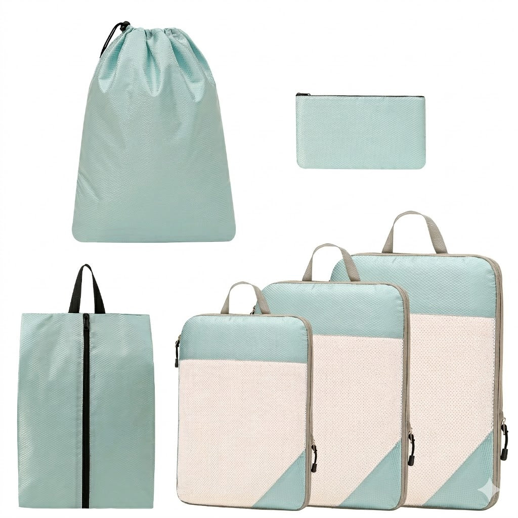 Compression Travel Packing Cubes & Organizer Set - Water-Resistant Ripstop Nylon