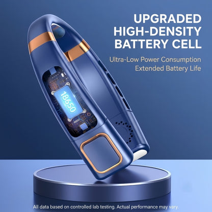 Portable Neck Fan with LED Light, 360° Airflow Ceramic Ice Cooling, 5 Speeds, 4000mAh Rechargeable Wearable Personal Fan
