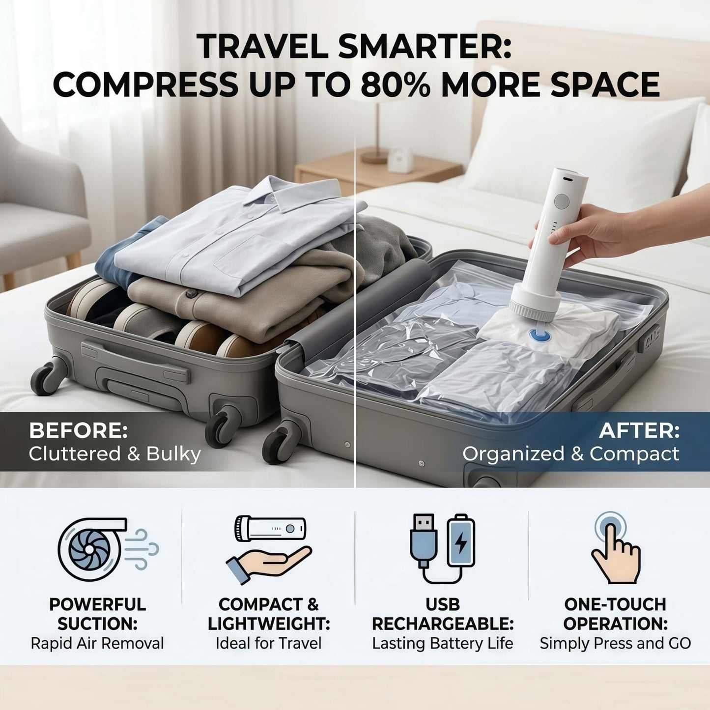 Portable Electric Vacuum Pump for Storage Bags