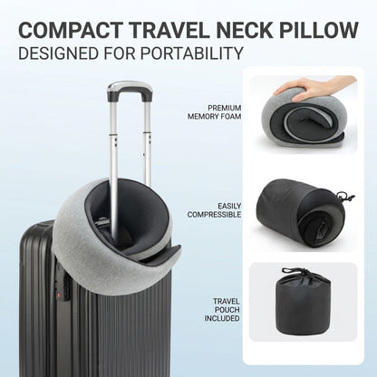 Ergonomic High-Density Memory Foam Travel Neck Pillow with 360° Support, Breathable Mesh & Travel Pouch