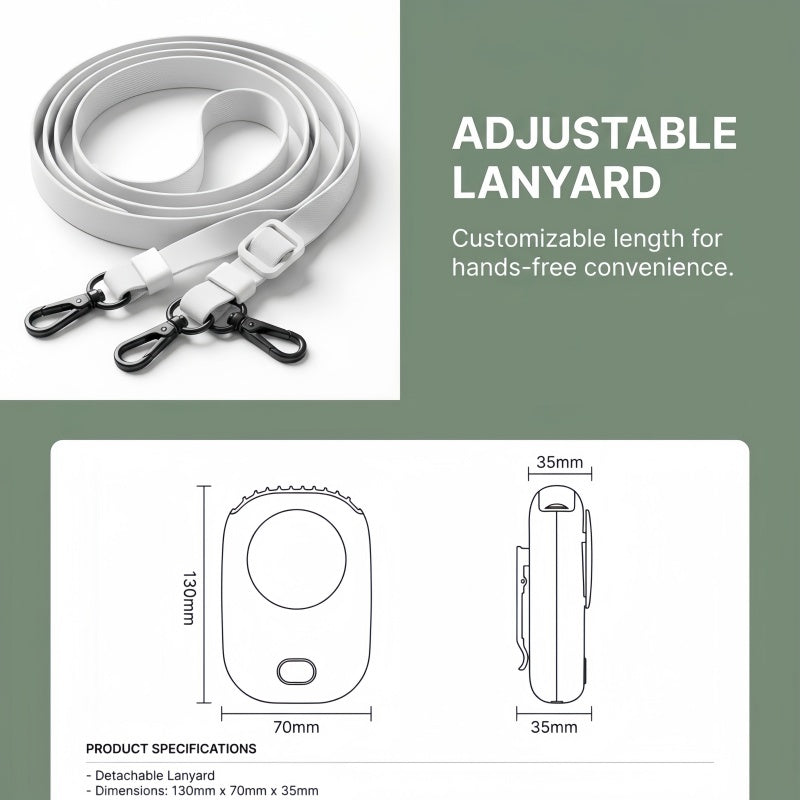 Portable Neck Fan, 3-in-1 Hands-Free Personal Fan with LED Display, 2000mAh USB-C Rechargeable, 3 Speeds & Ultra-Quiet Brushless Motor