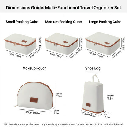 5-Piece Travel Packing Cube Set - Water-Resistant Luggage Organizer Bags with Shoe Bag