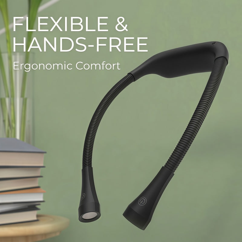 Rechargeable LED Neck Reading Light - Flexible Hands-Free Book Light with 3 Color Modes & Stepless Dimming