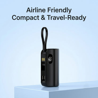 5000mAh Mini Portable Power Bank with Built-in Cables & Phone Stand