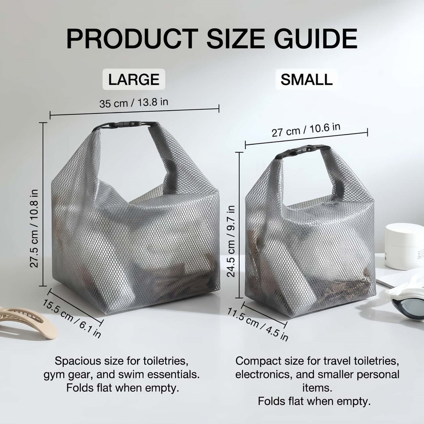 Water-Resistant EVA Mesh Travel Dry Bag - Roll-Top Swim, Gym & Toiletry Organizer