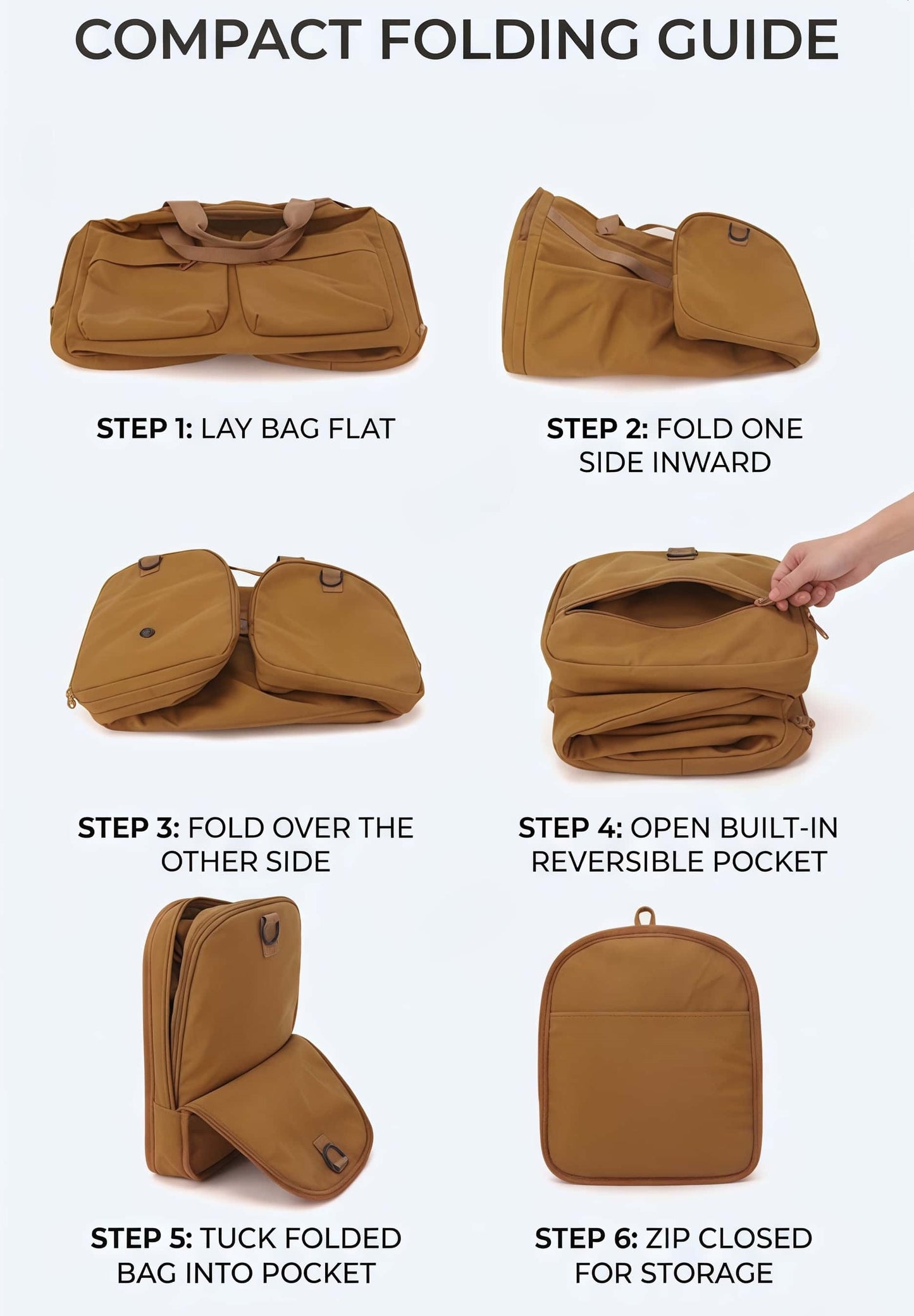 Foldable Travel Duffel Bag with Shoe Compartment & Wet Pocket, Water-Resistant Nylon Weekender Gym Bag