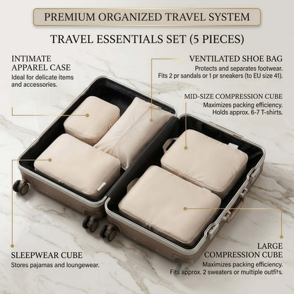 8-Piece Compression Packing Cubes Set for Travel, Expandable Luggage Organizers with Shoe Bag & Toiletry Pouch