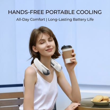Portable Bladeless Neck Fan – 360° Cooling, 5-Speed Personal Wearable Fan with Smart LED Display & TEC Cooling Plate