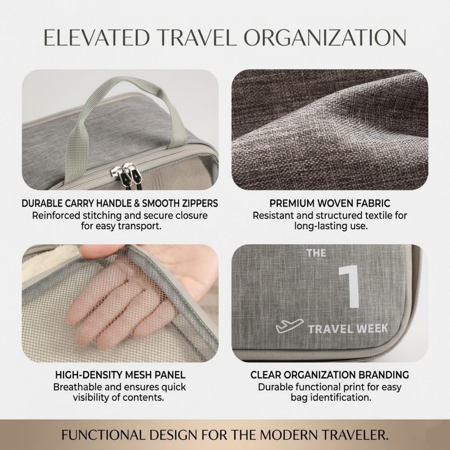 6-Piece Compression Packing Cubes Set for Travel, Lightweight Luggage Organizer Bags