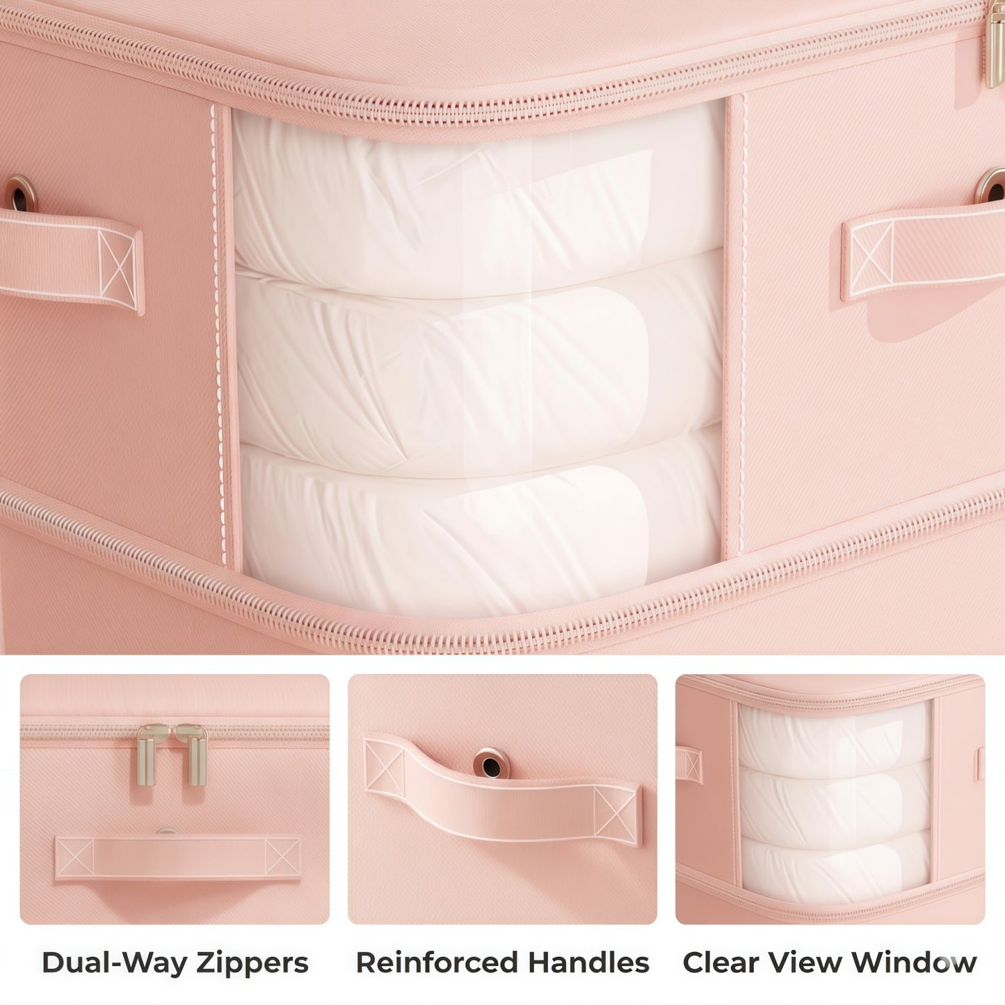 Multi-Layer Compressible Fabric Storage Bag with Air Valve and Window for Blankets Quilts, Multiple Sizes
