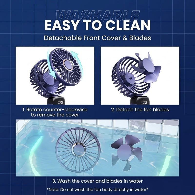 Portable Handheld Fan – 10000mAh USB-C Rechargeable Mini Fan with Smart LED Display, 5 Speeds, 90° Foldable Neck & Aroma Diffuser