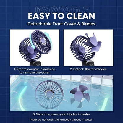 Portable Handheld Fan – 10000mAh USB-C Rechargeable Mini Fan with Smart LED Display, 5 Speeds, 90° Foldable Neck & Aroma Diffuser