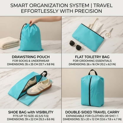 Compression Travel Packing Cubes & Organizer Set - Water-Resistant Ripstop Nylon