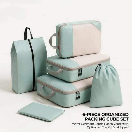 Compression Travel Packing Cubes & Organizer Set - Water-Resistant Ripstop Nylon