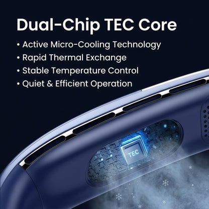 Portable Bladeless Neck Fan – 360° Cooling, 5-Speed Personal Wearable Fan with Smart LED Display & TEC Cooling Plate
